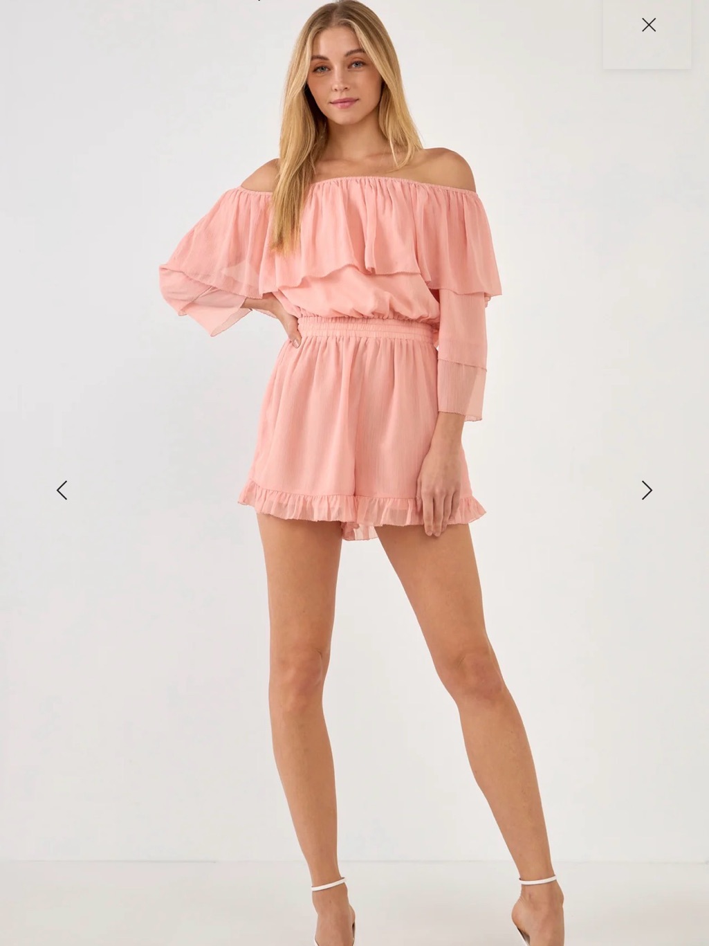 Nwt Endless Rose Off-Shouldered Romper With Stitch Detail